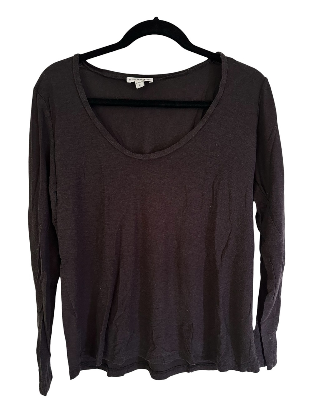 James Perse Black Scoop Neck Long Sleeve Tee